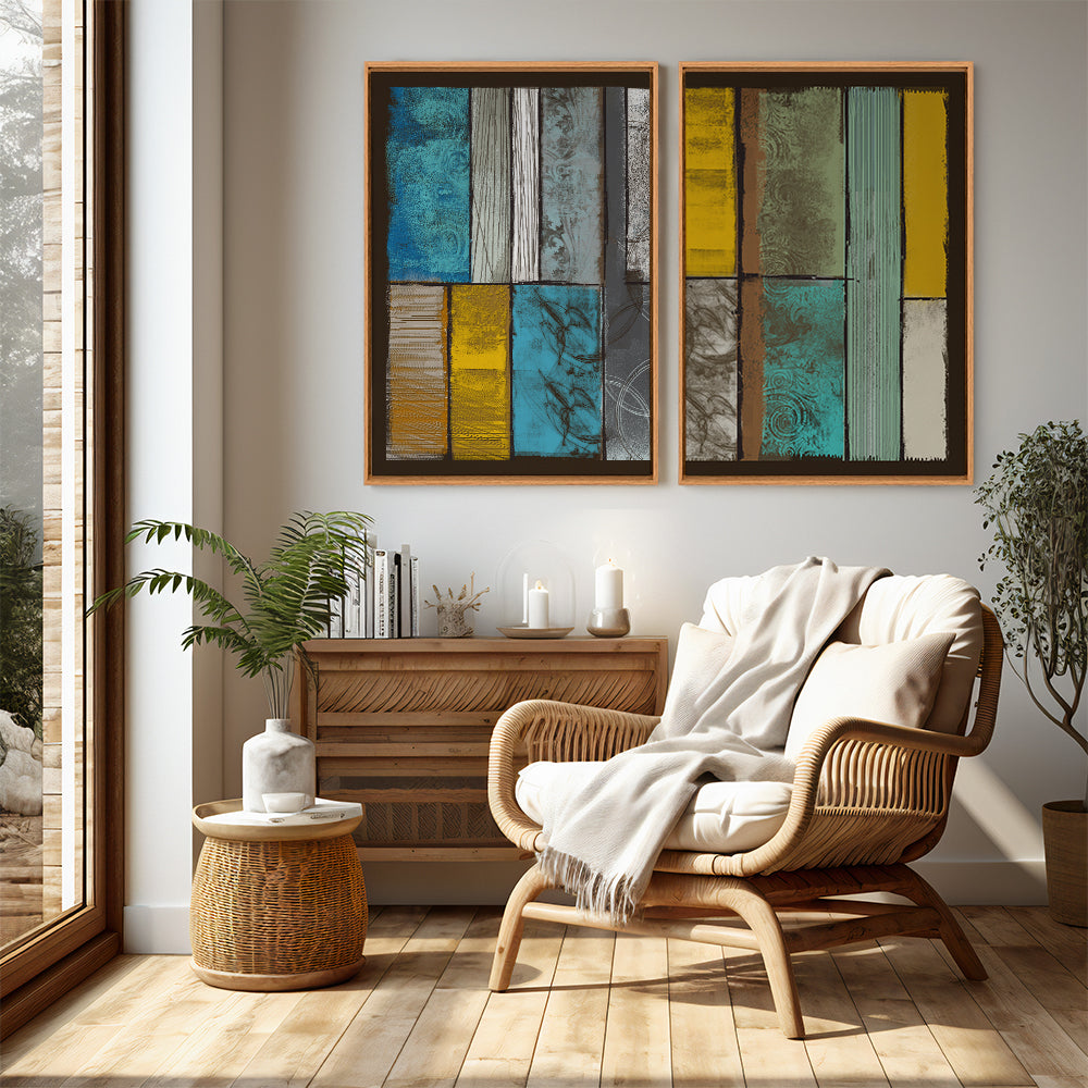 Quadro Decorativo "Texturas em retângulos estendidos"