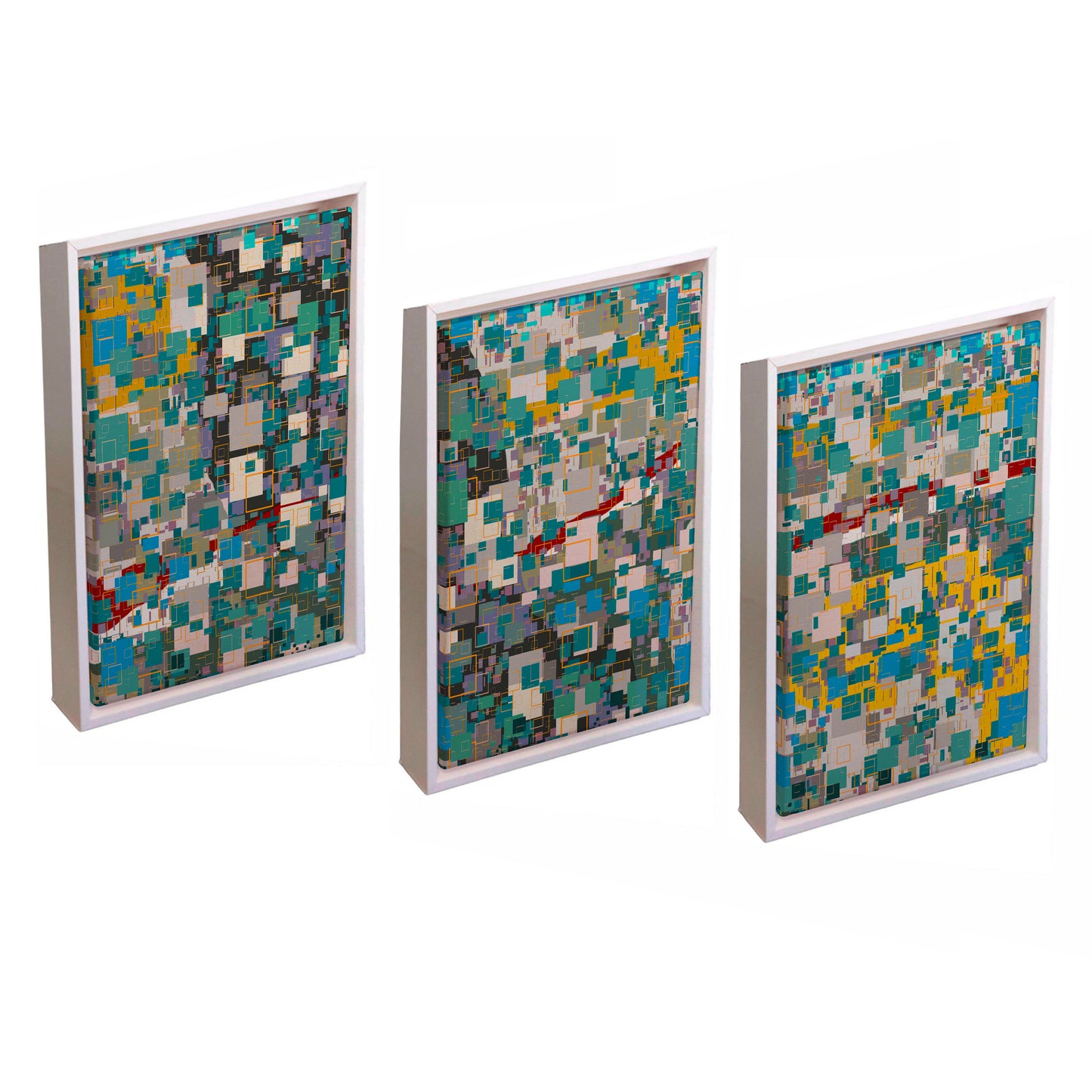 Quadro Decorativo "Pixels Azuis em três atos"