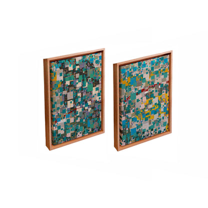 Quadro Decorativo "Pixels Azuis Estendido"