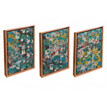 Quadro Decorativo "Pixels Azuis em três atos"