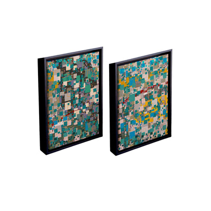 Quadro Decorativo "Pixels Azuis Estendido"